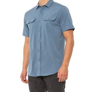 Prana Mens Button Down Cayman Fishing Shirt Small Tall Blue Wicking Vented NEW